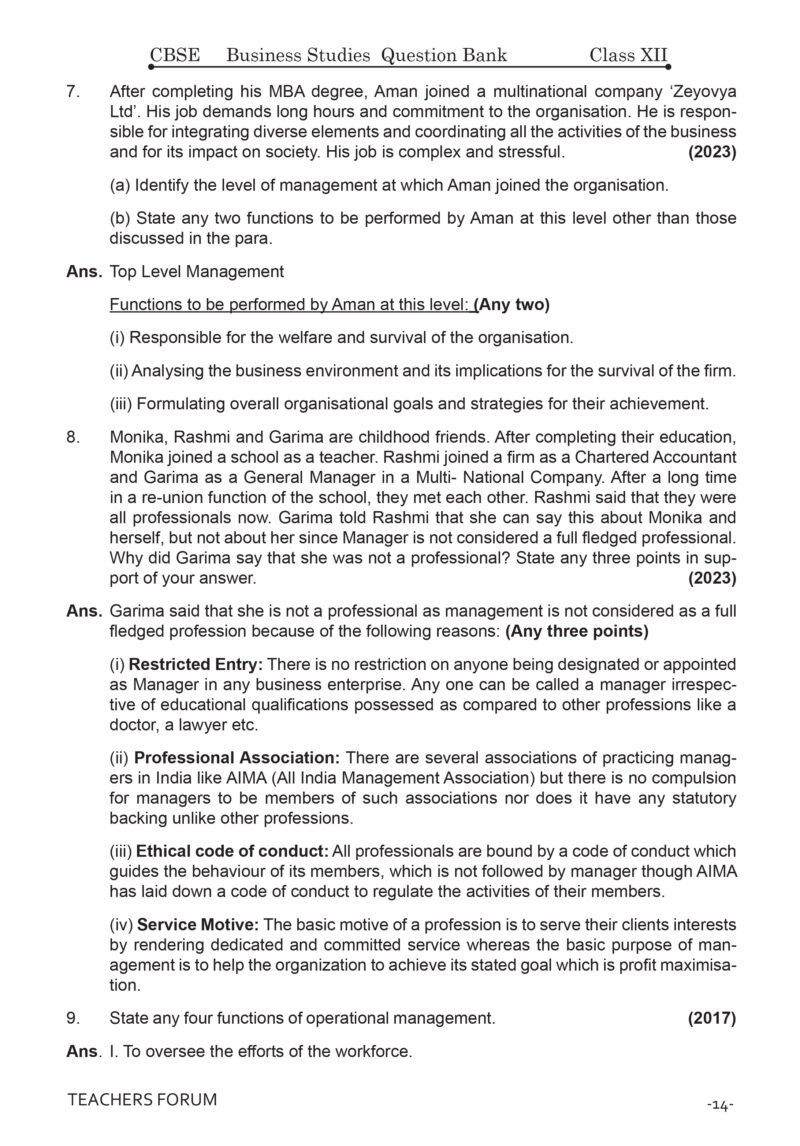 Teachers Forum CBSE Question Bank Class 12 Business Studies (For 2026 Board Exam) - Image 6