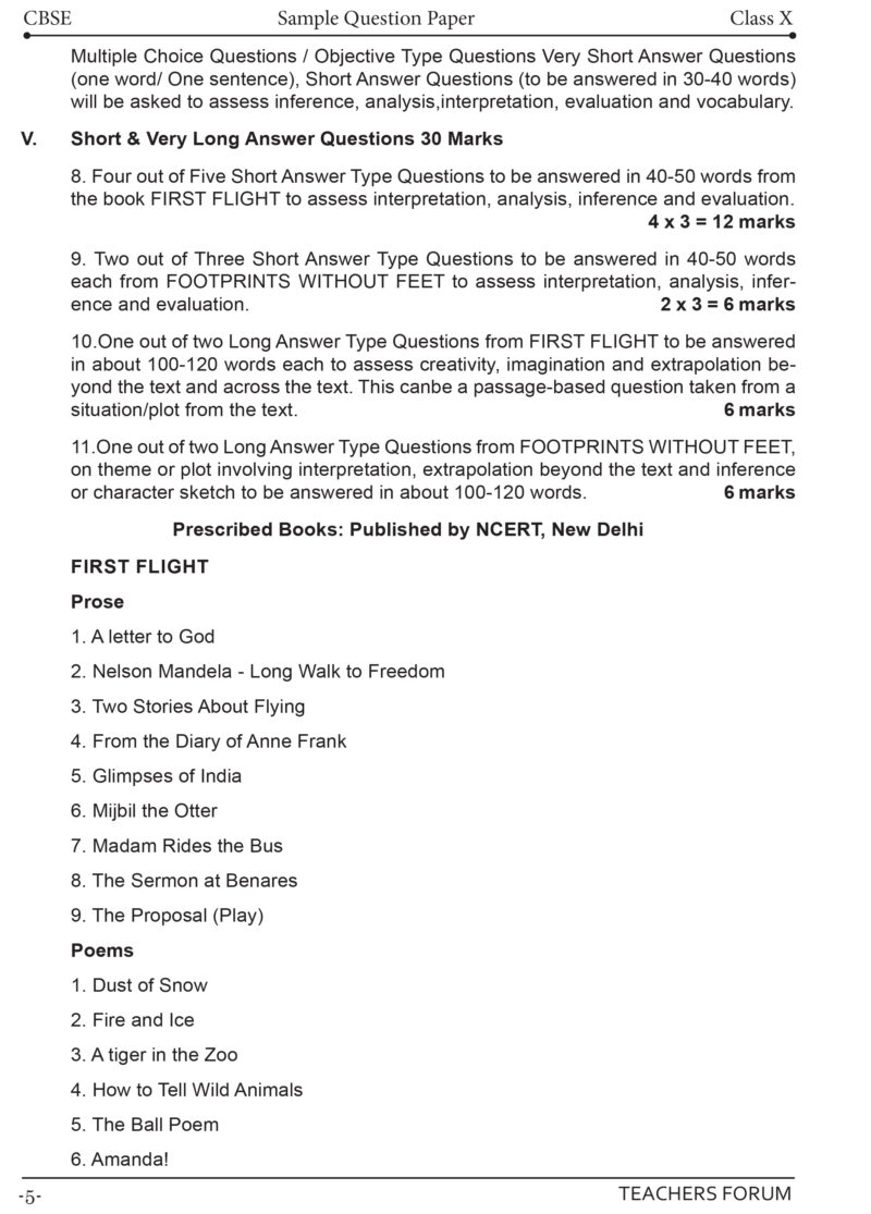 Teachers Forum CBSE Sample Question Paper Class 10 English (For 2026 Board Exam) - Image 4
