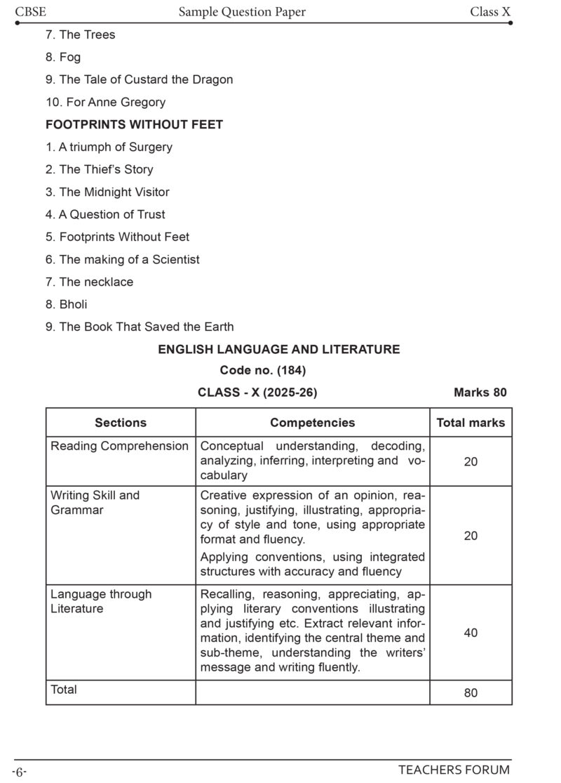 Teachers Forum CBSE Sample Question Paper Class 10 English (For 2026 Board Exam) - Image 5