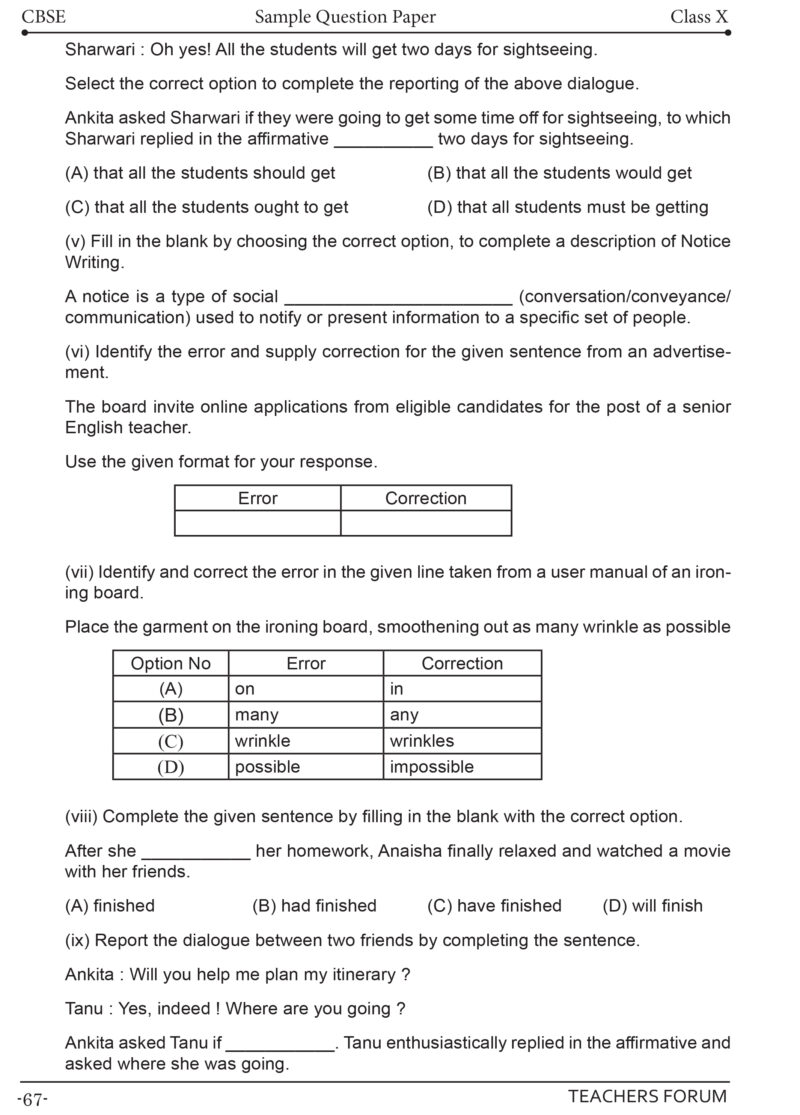 Teachers Forum CBSE Sample Question Paper Class 10 English (For 2026 Board Exam) - Image 9