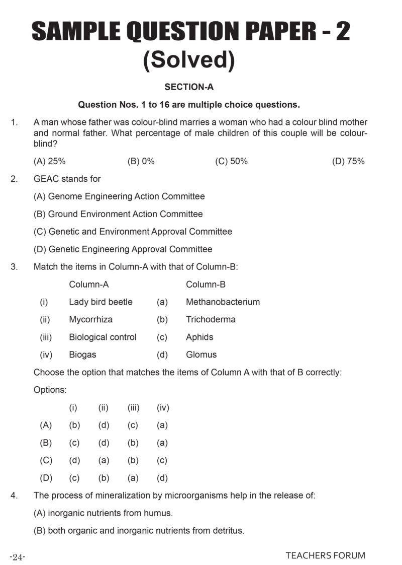 Teachers Forum CBSE Sample Question Paper Class 12 Biology (For 2026 Board Exam) - Image 5