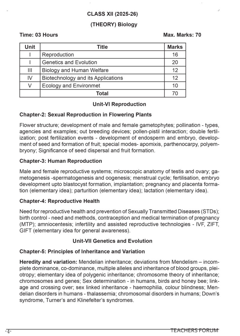 Teachers Forum CBSE Sample Question Paper Class 12 Biology (For 2026 Board Exam) - Image 3