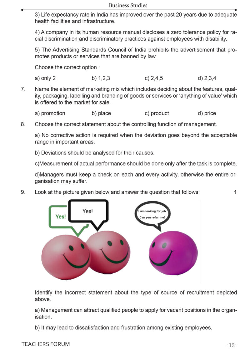 Teachers Forum CBSE Sample Question Paper Class 12 Business Studies (For 2026 Board Exam) - Image 6
