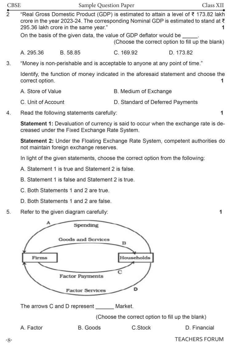 Teachers Forum CBSE Sample Question Paper Class 12 Economics (For 2026 Board Exam) - Image 6