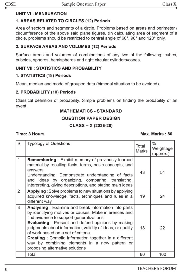 Teachers Forum CBSE Sample Question Paper Bundle Class 10 Mathematics Standard & Science (For 2026 Board Exam) - Image 5