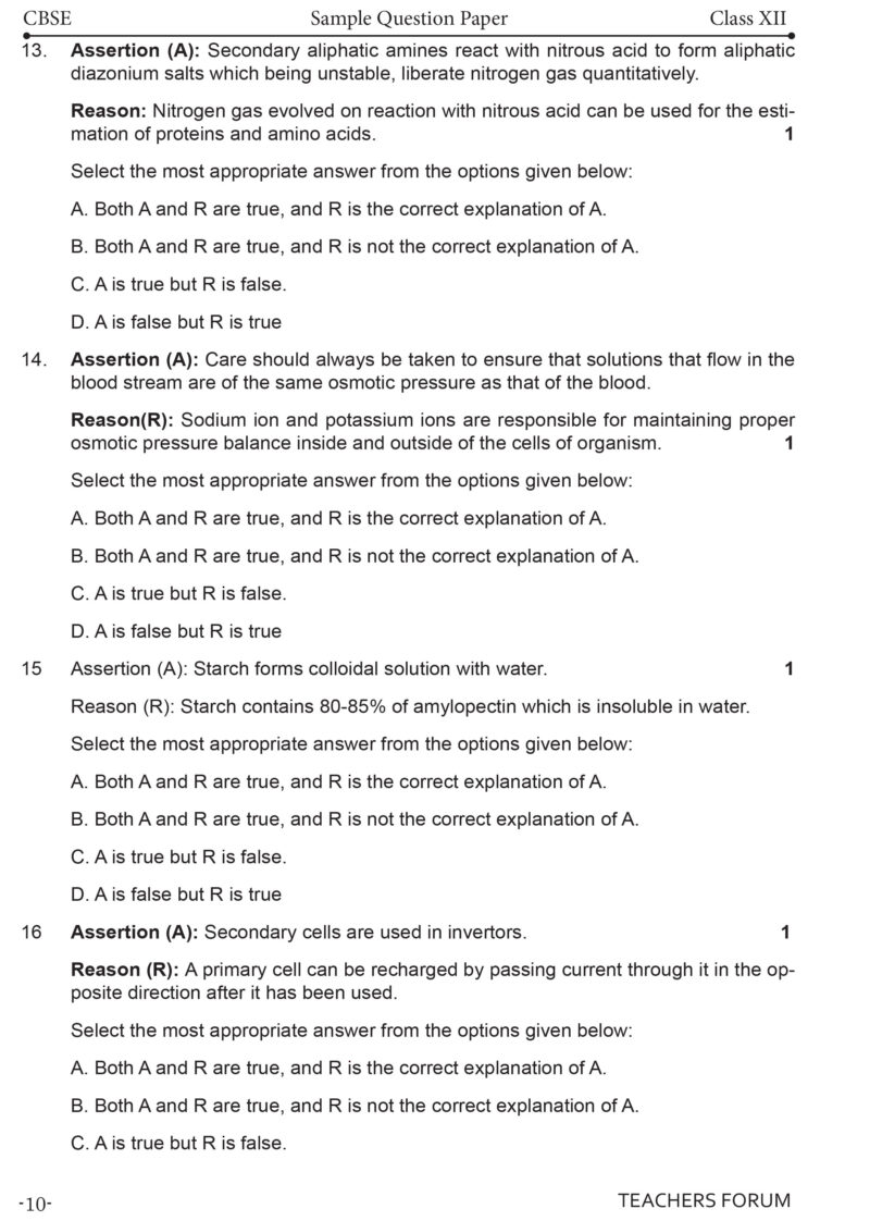 Teachers Forum CBSE Sample Question Paper Class 12 Chemistry (For 2026 Board Exam) - Image 4