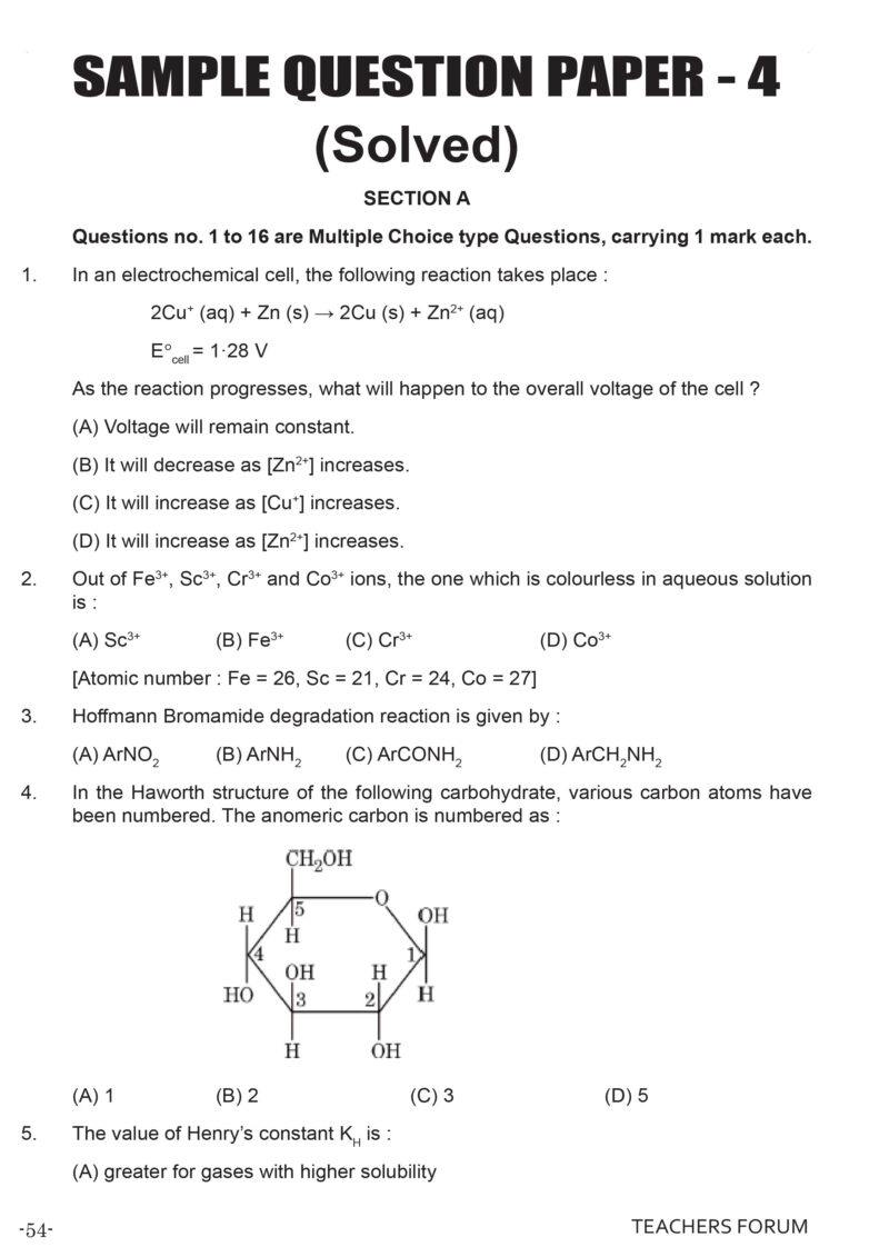 Teachers Forum CBSE Sample Question Paper Class 12 Chemistry (For 2026 Board Exam) - Image 6