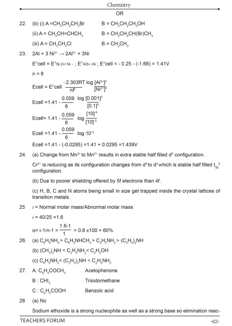 Teachers Forum CBSE Sample Question Paper Class 12 Chemistry (For 2026 Board Exam) - Image 7