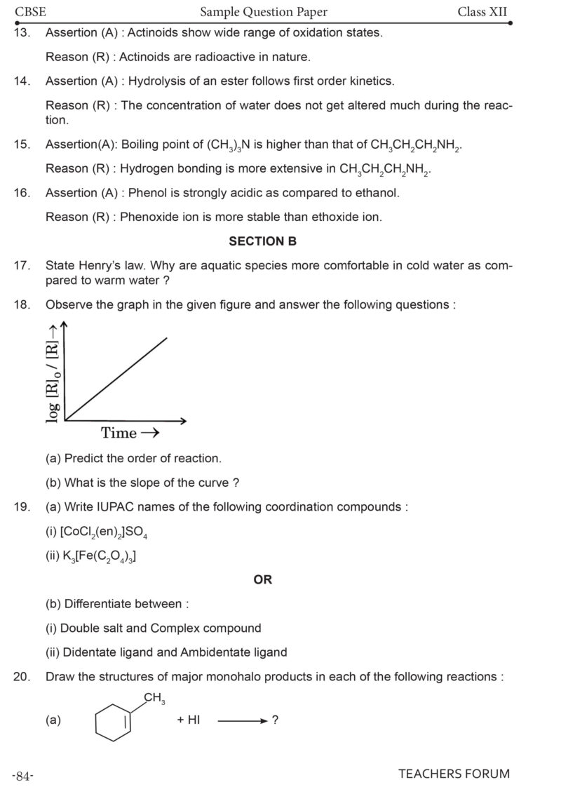Teachers Forum CBSE Sample Question Paper Class 12 Chemistry (For 2026 Board Exam) - Image 9