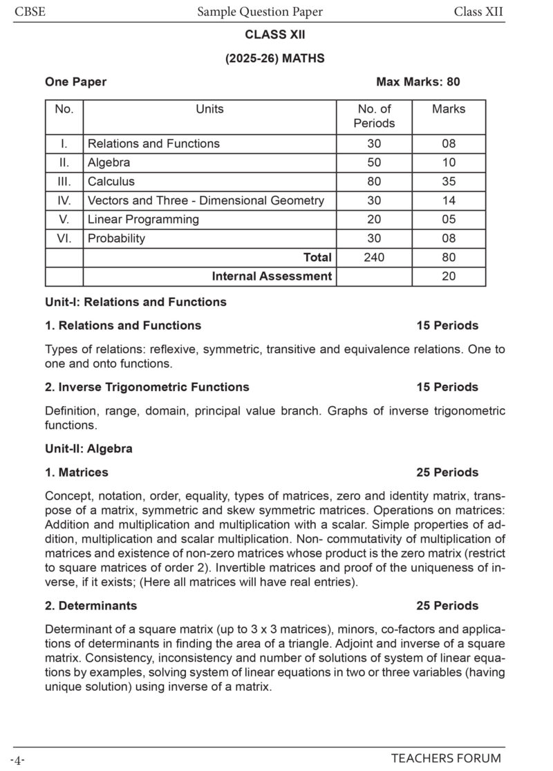 Teachers Forum CBSE Sample Question Paper Class 12 Mathematics (For 2026 Board Exam) - Image 3