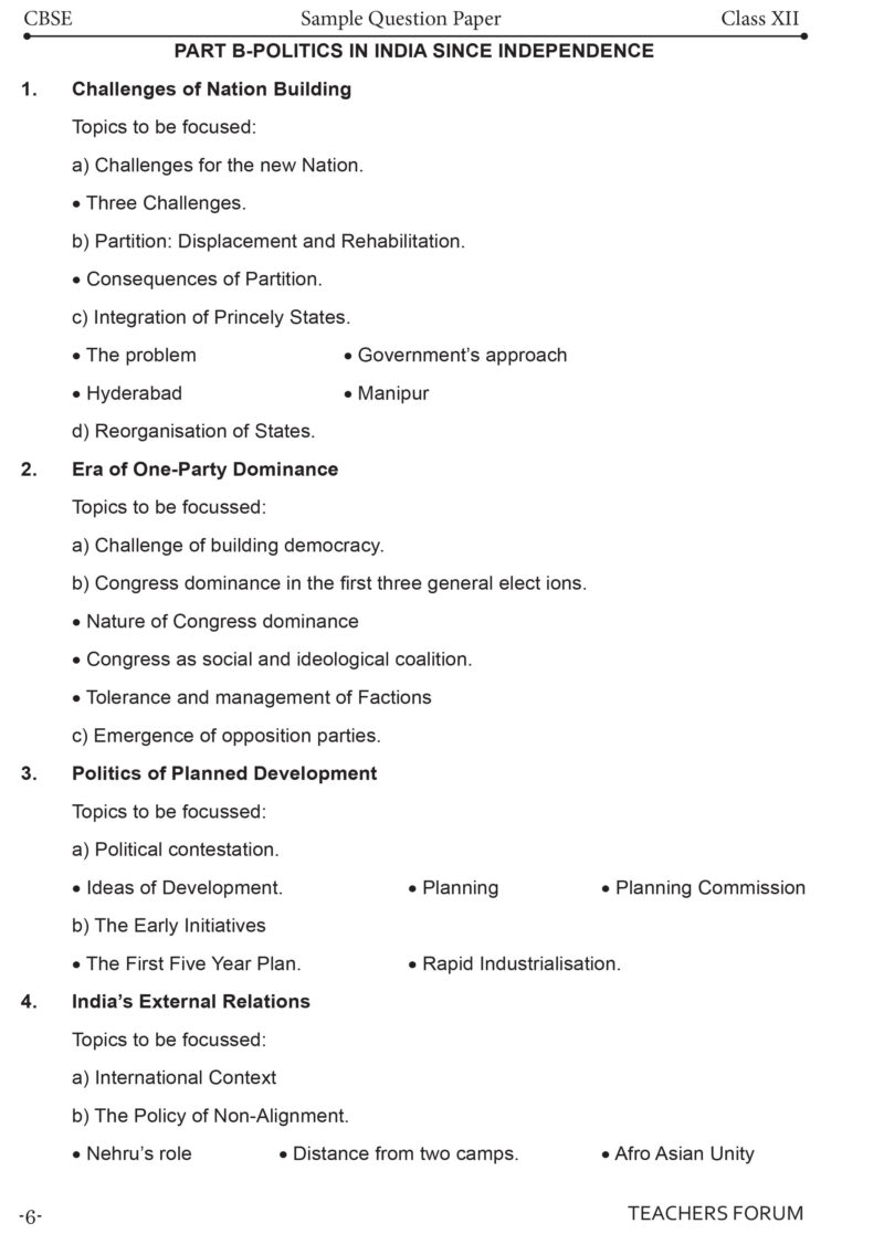 Teachers Forum CBSE Sample Question Paper Class 12 Political Science (For 2026 Board Exam) - Image 4